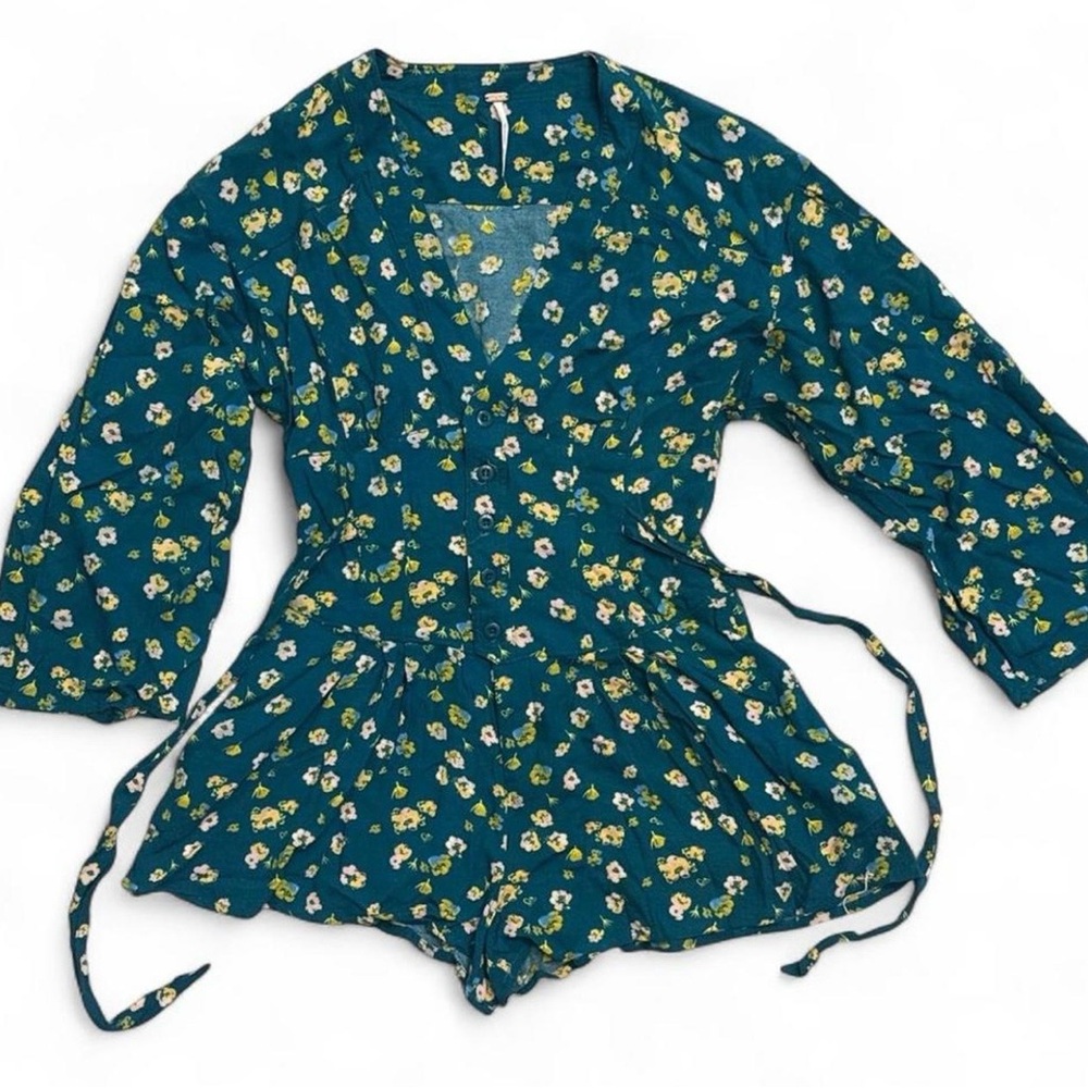 Free People Teal Floral Romper